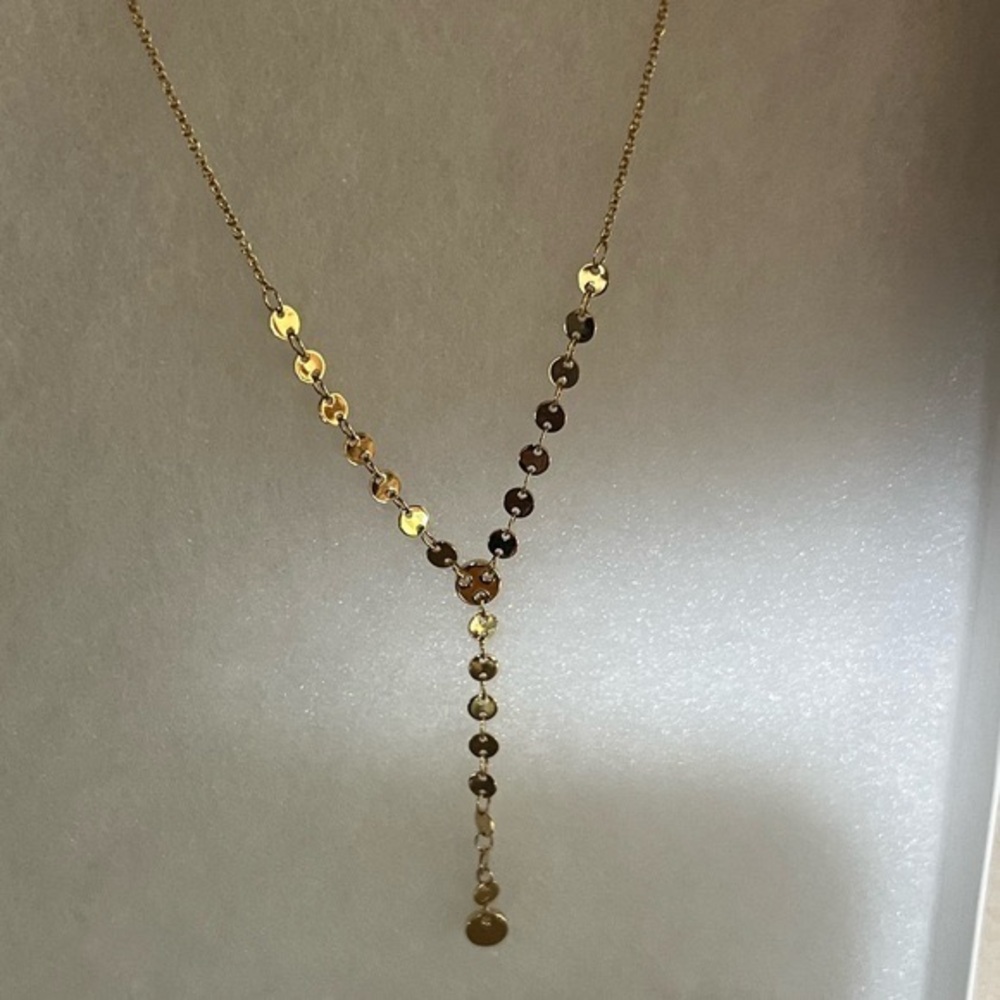 Nadri AJOA Treasure Coin Lariat Y-Necklace 16” L, Goldtone, New/Never Worn